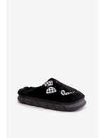 Dámské Fleece Pantofle S Nášivkami A Mašlí Černé Linnorelia