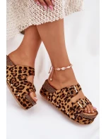Dámské sandály s přezkami na masivní platformě leopard Odisene