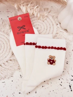 Dámské Vánoční Ponožky S Medvídkem Bílé