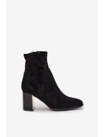 Dámské botky Amelisse – černé, na podpatku, zateplené se zlatým detailem