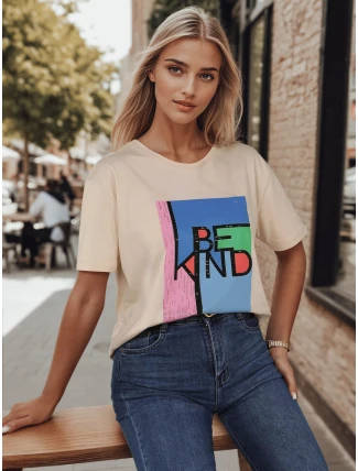 KINDBE dámské tričko s potiskem broskvová FashionStreet RY2615