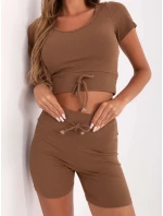 Hnědý dámský trojdílný komplet basic (7742)