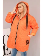 Dámská bunda Plus Size prošívaná s kapucí a nápisem HOPE oranžová