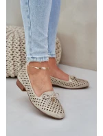 Děrované Baletky S Mašlí Eko Kůže Zlaté Relabra