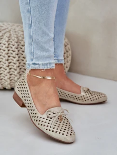 Děrované Baletky S Mašlí Eko Kůže Zlaté Relabra