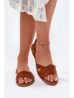 Ploché Dámské Sandály Z Eko Kůže Camel Illoria