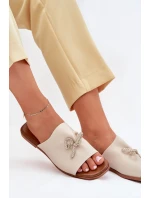 Dámské sandály na plochém podpatku s ozdobným vázáním béžové Norela