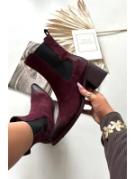 Kožené semišové dámské boty na podpatku vyhřívané Artiker 57C0048 bordó