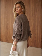 Dámský oversize svetr v barvě mokka FashionStreet MY2571 Dámský oversize svetr v barvě mokka FashionStreet MY2571