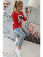 Halenka s 3D grafikou kočky červená Halenka s 3D grafikou kočky červená