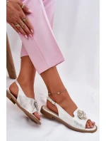 Dámské Sandály Na Ploché Podpatky S Dekorativním Detaily S.Barski KV51-080 Stříbrné