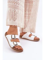 Dámské Kožené Pantofle S Průhledy Inblu AA0002KU Bílé