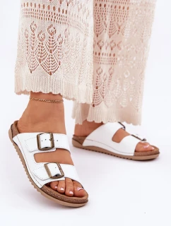 Dámské Kožené Pantofle S Průhledy Inblu AA0002KU Bílé