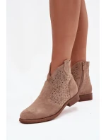 Dámské Kotníkové Boty Na Ploché Podpatky S Barški HY52 532 Béžové Dámské Kotníkové Boty Na Ploché Podpatky S Barški HY52 532 Béžové