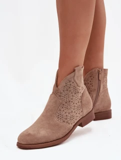 Dámské Kotníkové Boty Na Ploché Podpatky S Barški HY52 532 Béžové