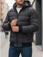 Pánská tmavě šedá prošívaná zimní bunda s kapucí FashionStreet TX5095 Pánská tmavě šedá prošívaná zimní bunda s kapucí FashionStreet TX5095