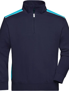 Daiber JN 868 Pracovní mikina s 1/4 zipem - Color 02.0868 navy/turquoise