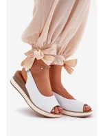 Kožené Sandály Na Klínu Artiker 56C2317 Bílé