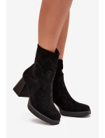 Dámské Botky Na Podpatku Z Eko Semiše Se Zipem Černé Serinna Dámské Botky Na Podpatku Z Eko Semiše Se Zipem Černé Serinna