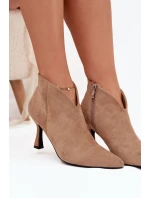Nízké dámské kotníkové boty na jehlovém podpatku ekozamšové béžové Jolivra Nízké dámské kotníkové boty na jehlovém podpatku ekozamšové béžové Jolivra