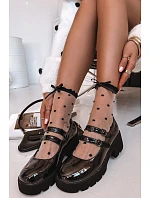 Lakované dámské polobotky na podpatku s pásky Kamira