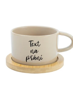TEXT NA PŘÁNÍ - krémový keramický hrníček Makronka 200 ml