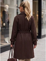 Elegantní dámský kabát s přiléhavým střihem a hnědým páskem FashionStreet NY0794 Elegantní dámský kabát s přiléhavým střihem a hnědým páskem FashionStreet NY0794
