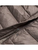 Dlouhá dámská prošívaná bunda v barvě cappuccino (H-201) Dlouhá dámská prošívaná bunda v barvě cappuccino (H-201)