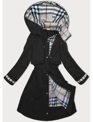 Tenká černá dámská bunda parka s kapucí BH Forever (BH-2403) Tenká černá dámská bunda parka s kapucí BH Forever (BH-2403)