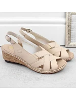 Kožené pohodlné sandály Rieker W RKR682 beige Kožené pohodlné sandály Rieker W RKR682 beige