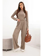 Dámský viskózový komplet s blůzou a širokými kalhotami fango Dámský viskózový komplet s blůzou a širokými kalhotami fango