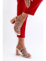 Dámské zdobené sandály na podpatku D&A CR952 růžové Dámské zdobené sandály na podpatku D&A CR952 růžové