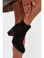 Zateplené dámské kotníkové boty na sloupkovém podpatku černé Brevina