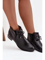 Dámské kožené boty na nízkém podpatku Zazoo – černé