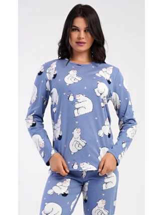 Dámské pyžamo dlouhé Tučňák a méďa