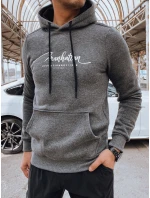 Pánská antracitová mikina s kapucí FashionStreet BX5705 Pánská antracitová mikina s kapucí FashionStreet BX5705