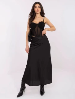 Černá dámská saténová maxi sukně (A2797)