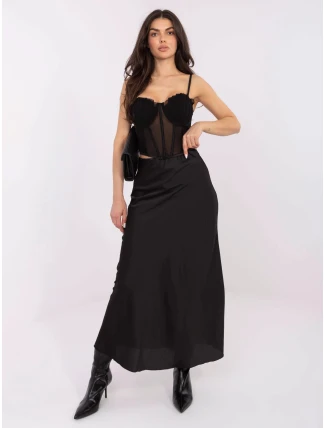 Černá dámská saténová maxi sukně (A2797)