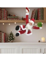 VÁNOČNÍ SANTA HRAJÍCÍ SI NA POHYBLIVÉHO ZÁVĚSNÉHO S LÍZÁTKEM CUKROVÍ 82CM SLÍDA