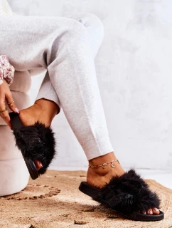 Pantofle s kožíškem Gumove Černe Pollie