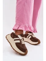 Semišové tenisky na masivní platformě D&A GR61-5986 Čokoládové