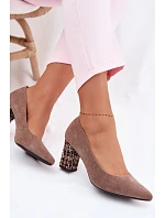 Lodičky z eko semiše Sergio Leone PB414 světle hnědé s ozdobným sloupkem