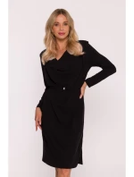 S428 Šaty s výstřihem - černé