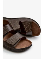 Pohodlné pánské pantofle se suchým zipem Inblu tmavě hnědá Pohodlné pánské pantofle se suchým zipem Inblu tmavě hnědá