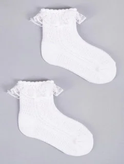 Dívčí ponožky s volánkem 3Pack SKL-0009G-0100 bílé - Yoclub