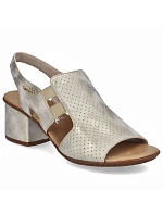 Dámské zlaté nazouvací sandály na podpatku Rieker 64665-60