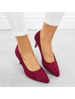 Dámské semišové lodičky na jehlovém podpatku fuchsiové barvy Sergio Leone 1336