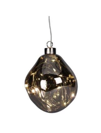 SKLENĚNÁ CETKA VEDLA KAPKA 10CM STŘÍBRNÁ