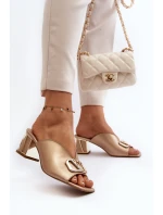 Elegantní dámské sandály na podpatku Laura Messi 2771 zlaté