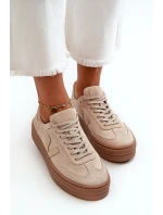 Zazoo N1100S2 Dámské semišové tenisky na platformě béžové